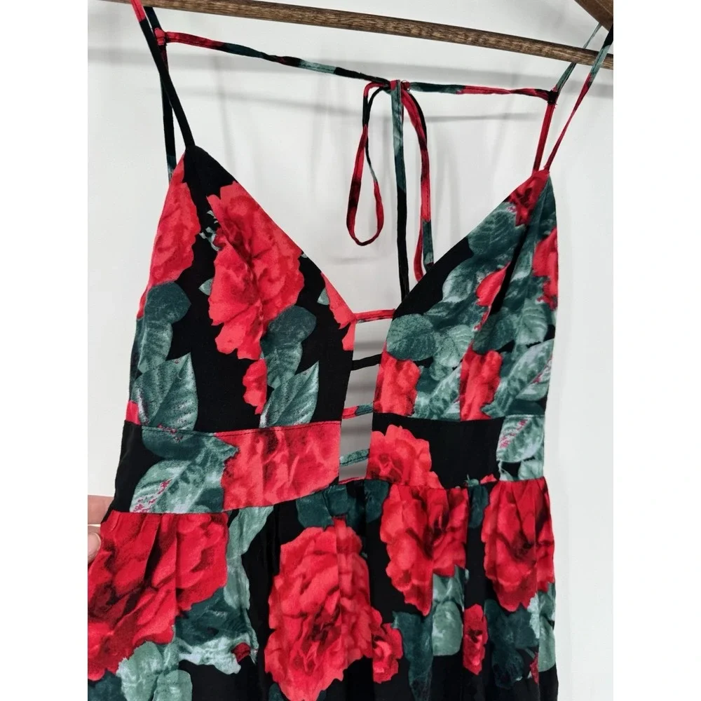 Aakaa small floral backless rose print‎ maxi dress romantic festival beachy